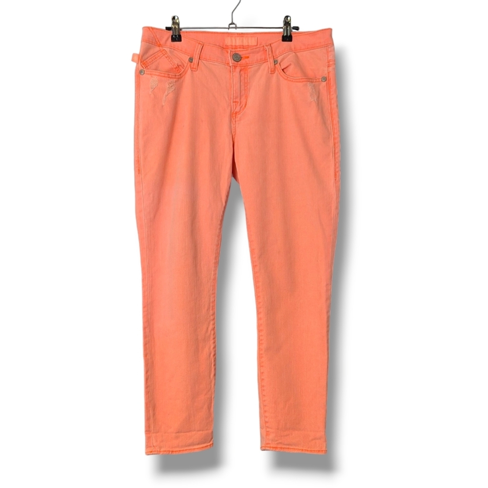 Rock & Republic Hamburg Crop Neon Coral Orange Pink Denim Skinny Ankle Jeans: 10